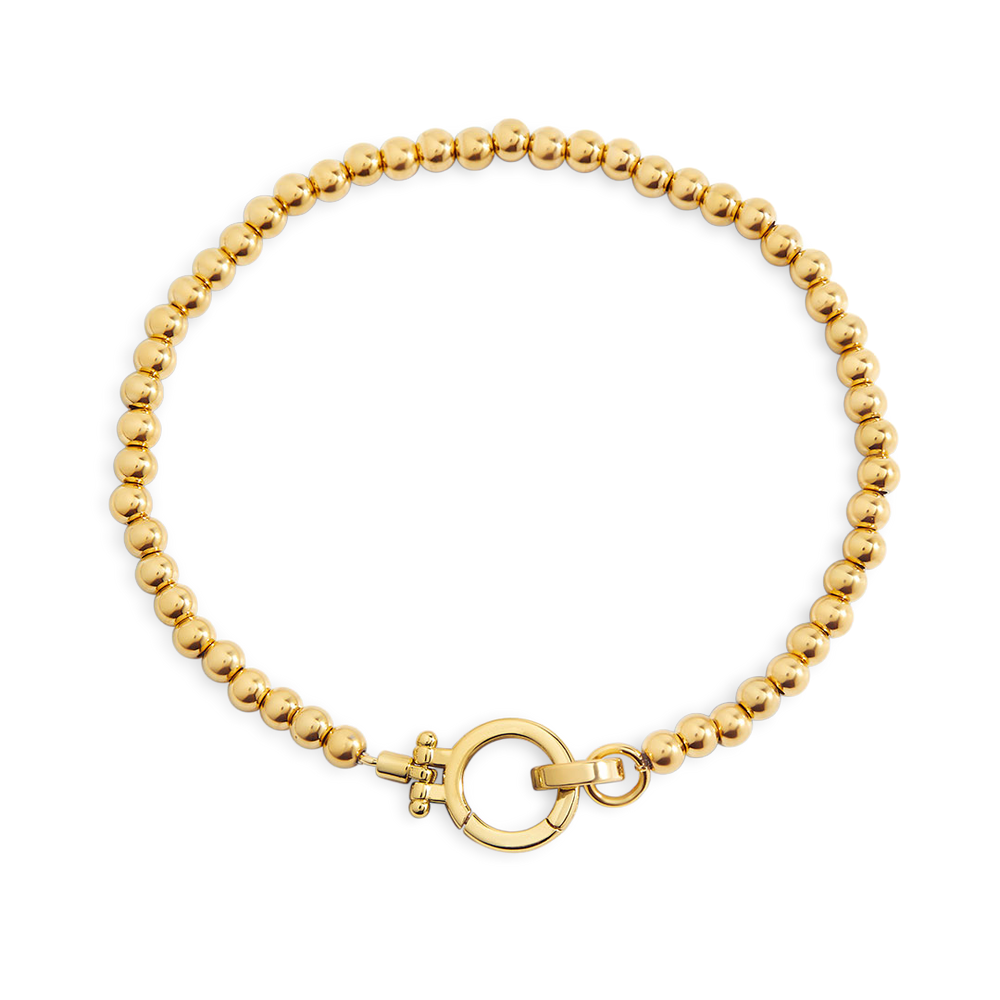 Mint Beaded Bracelet - Gold / 7"