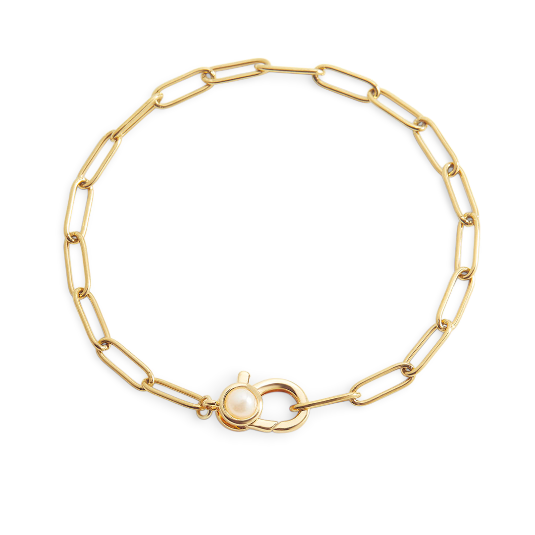 Paperclip Bracelet with Pearl Accent