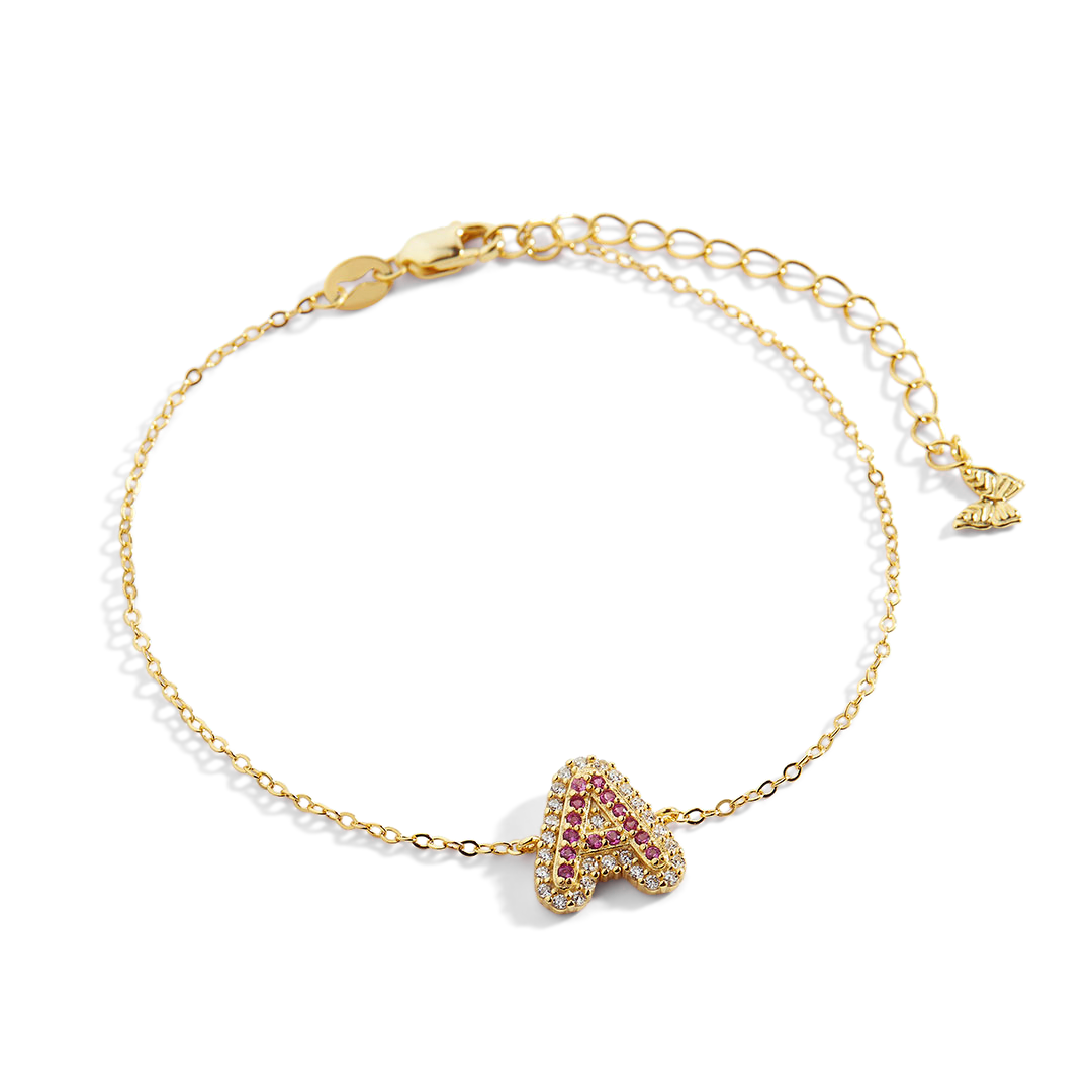 Pink Pavé Initial Bracelet