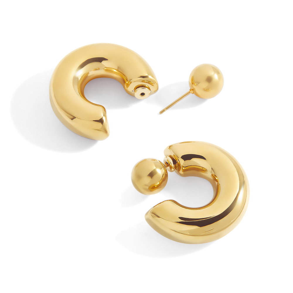 Reversible Hoop Earrings - Gold