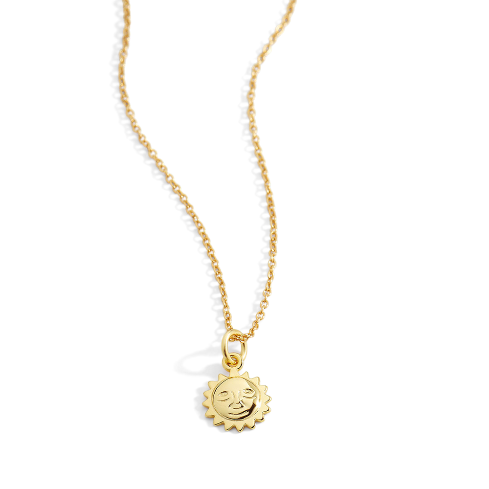Sun Charm Pendant Necklace - 18k Gold Over Sterling Silver