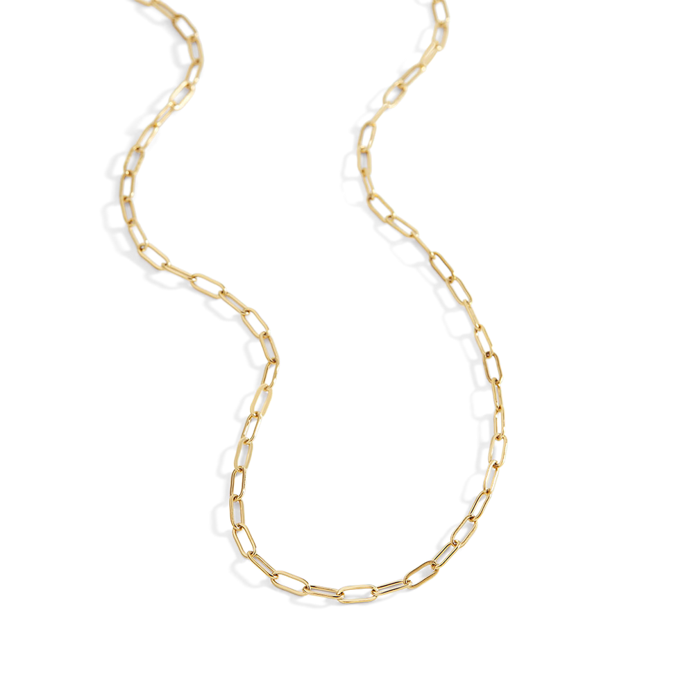 Thin Paperclip Necklace - Gold / 16" + 2"