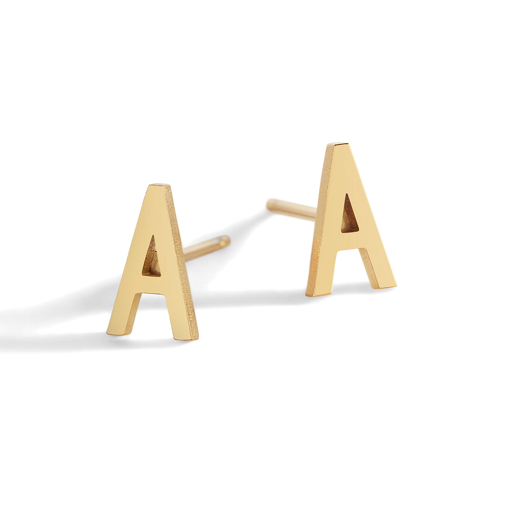 The Skinny Initial Earrings - 18k Gold Plated / A