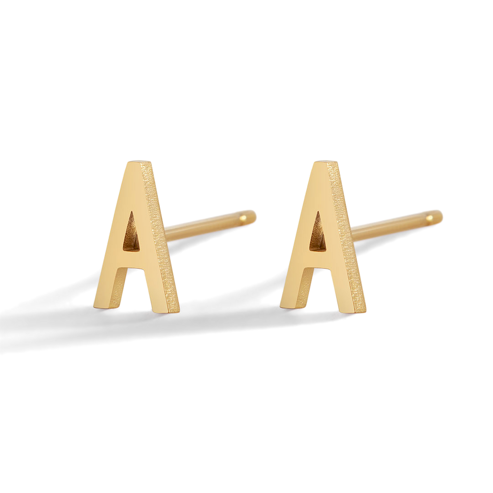 The Skinny Initial Earrings - 18k Gold Plated / A