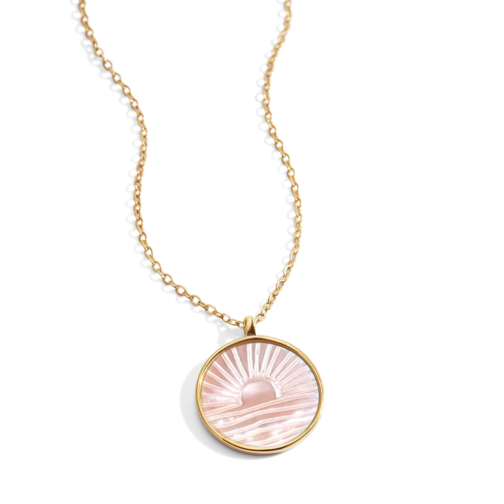 Mother of Pearl Sunrise Pendant Necklace - Gold