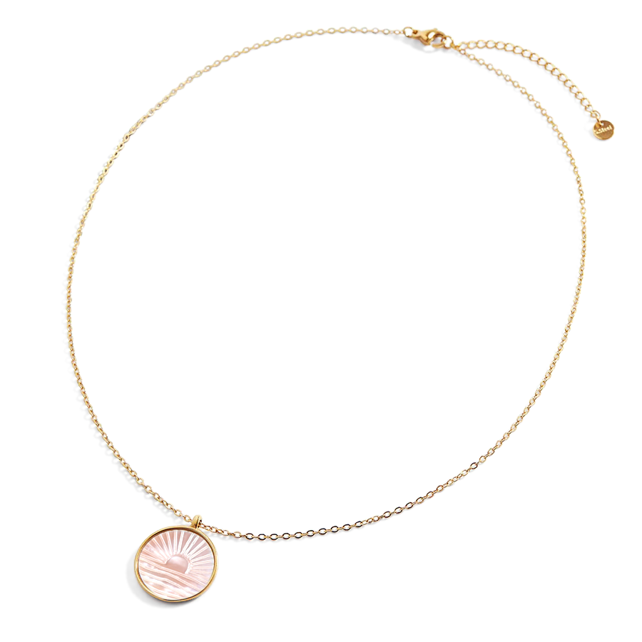 Mother of Pearl Sunrise Pendant Necklace - Gold