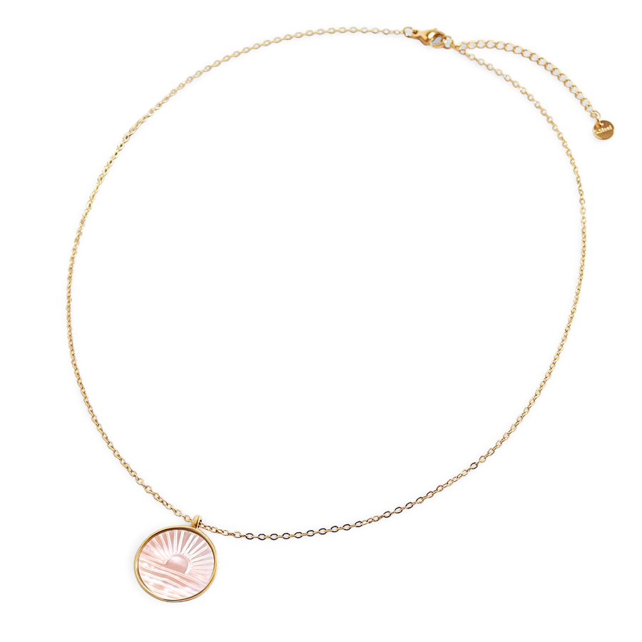 Mother of Pearl Sunrise Pendant Necklace - Gold