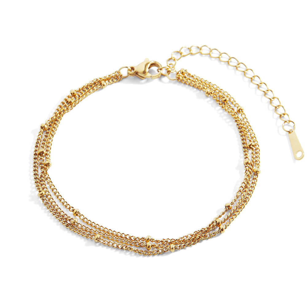 Dreischichtiges Satellitenkettenarmband - 18 Karat vergoldet