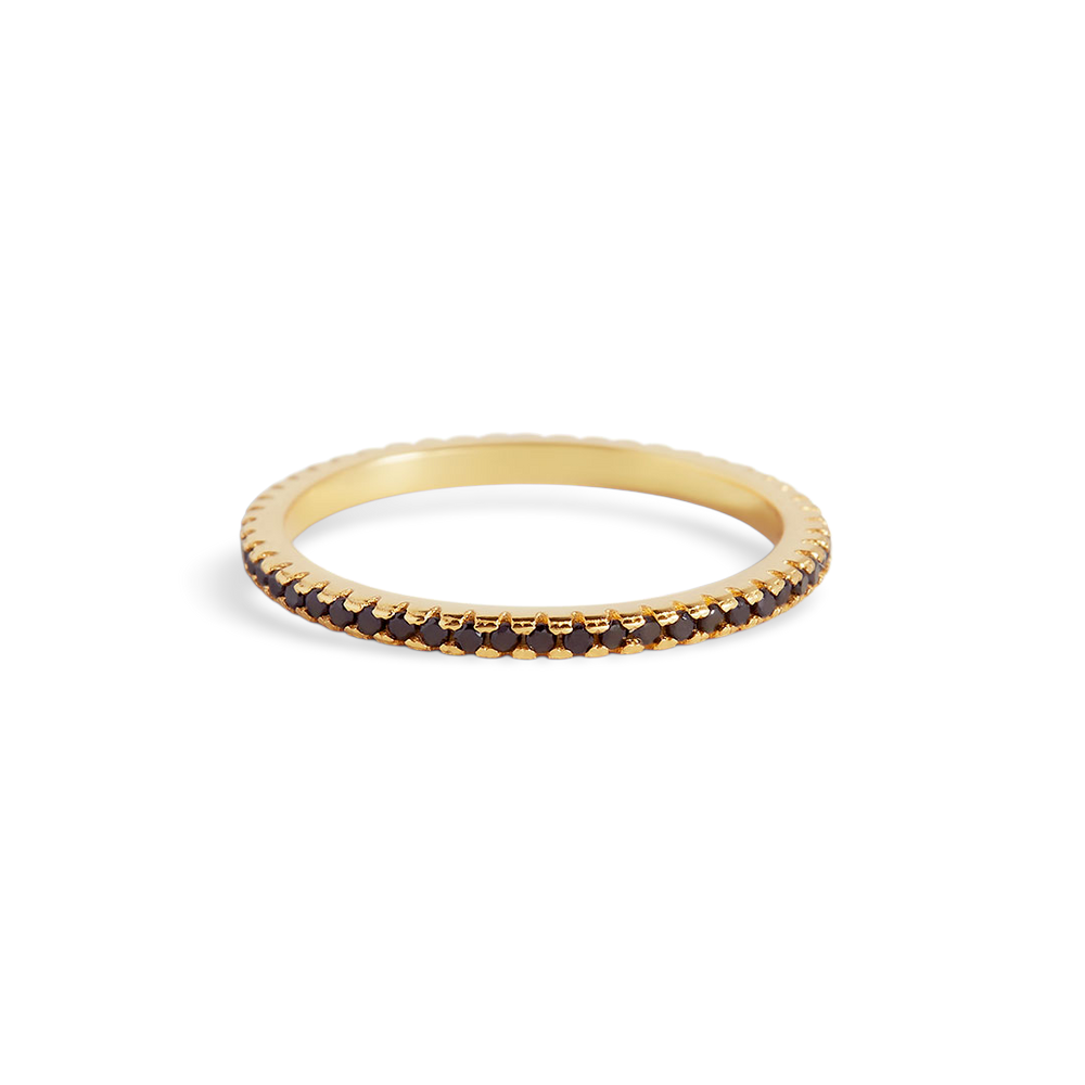 Black Diamond Eternity Stacking Ring - 18k Gold Over Sterling Silver / 5