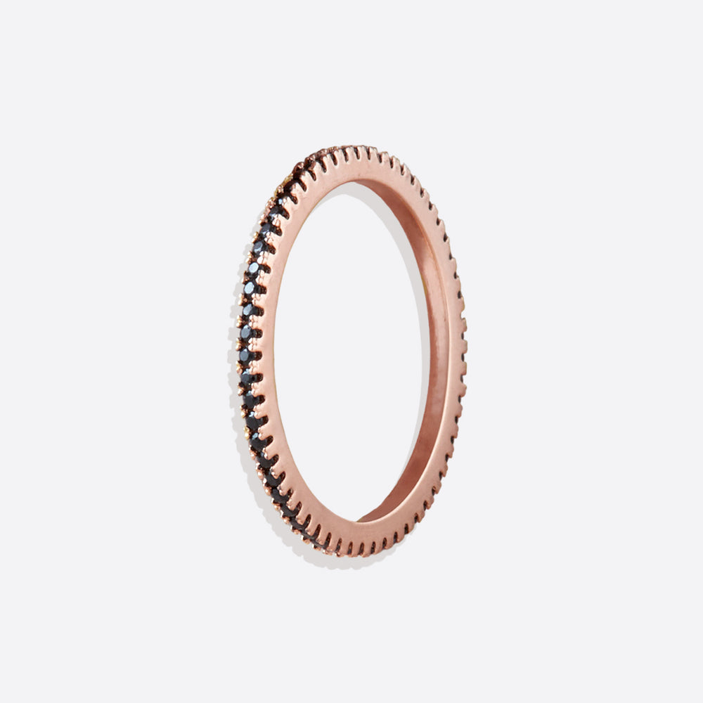 Black Diamond Eternity Stacking Ring - 18k Rose Gold over Sterling Silver / 10