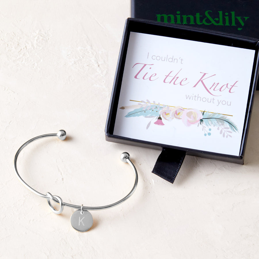 Personalized Tie the Knot Bracelet Bridesmaid Gift Bracelet Mint Lily