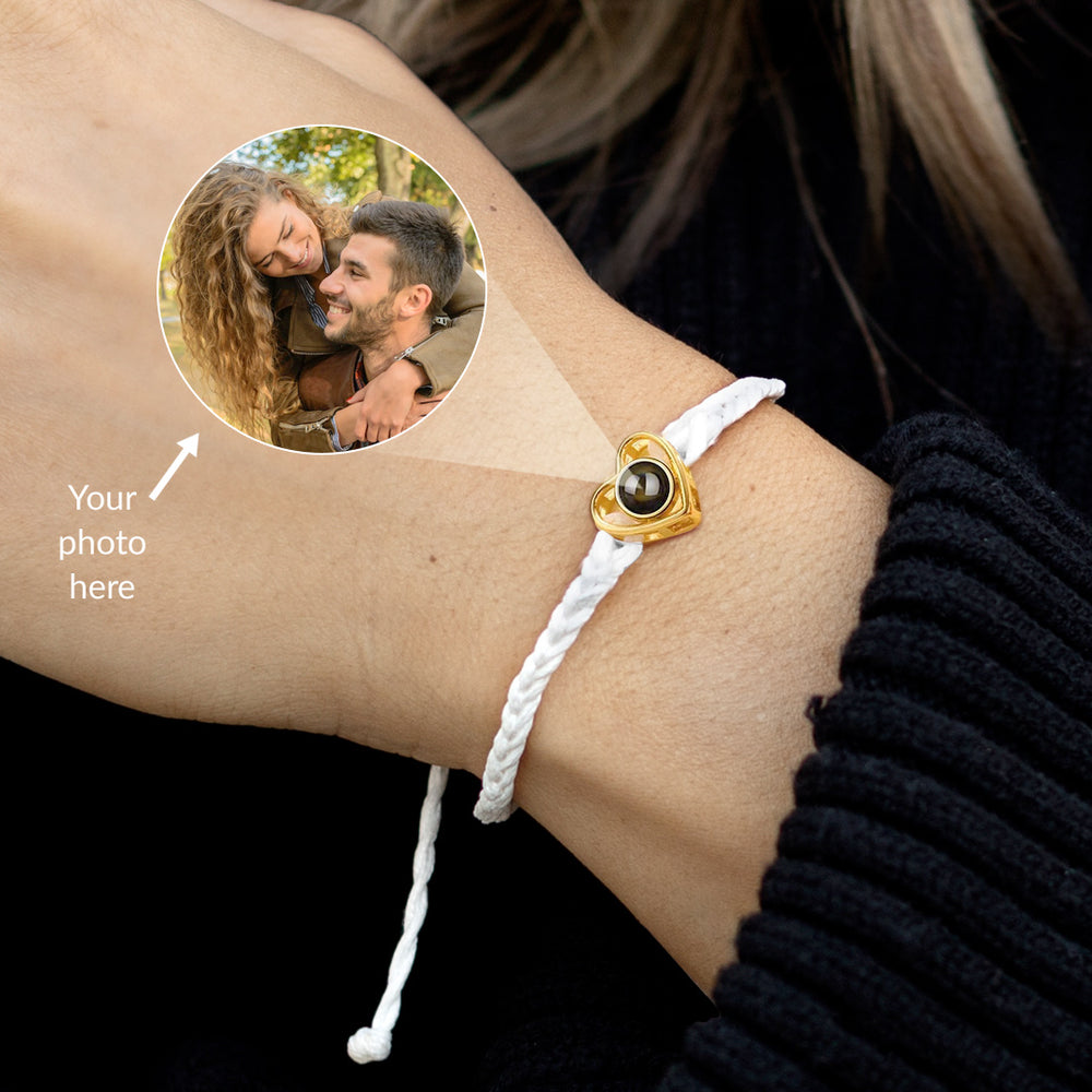 Custom Photo Bracelet For Men & Women – Personalized Heart Locket, Adjustable Nylon, Gift Box Included