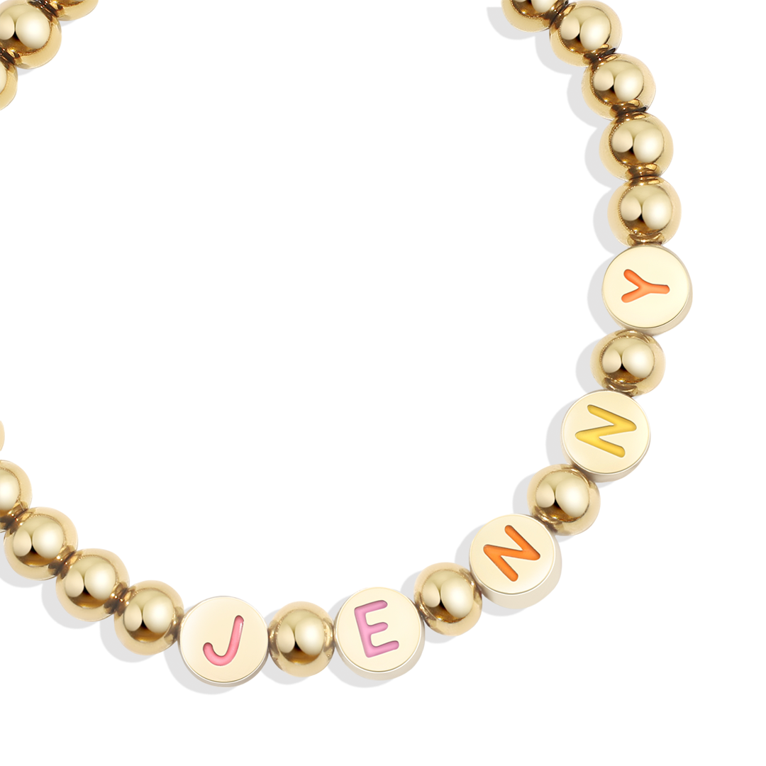 Beaded Name Bracelets – Mint & Lily