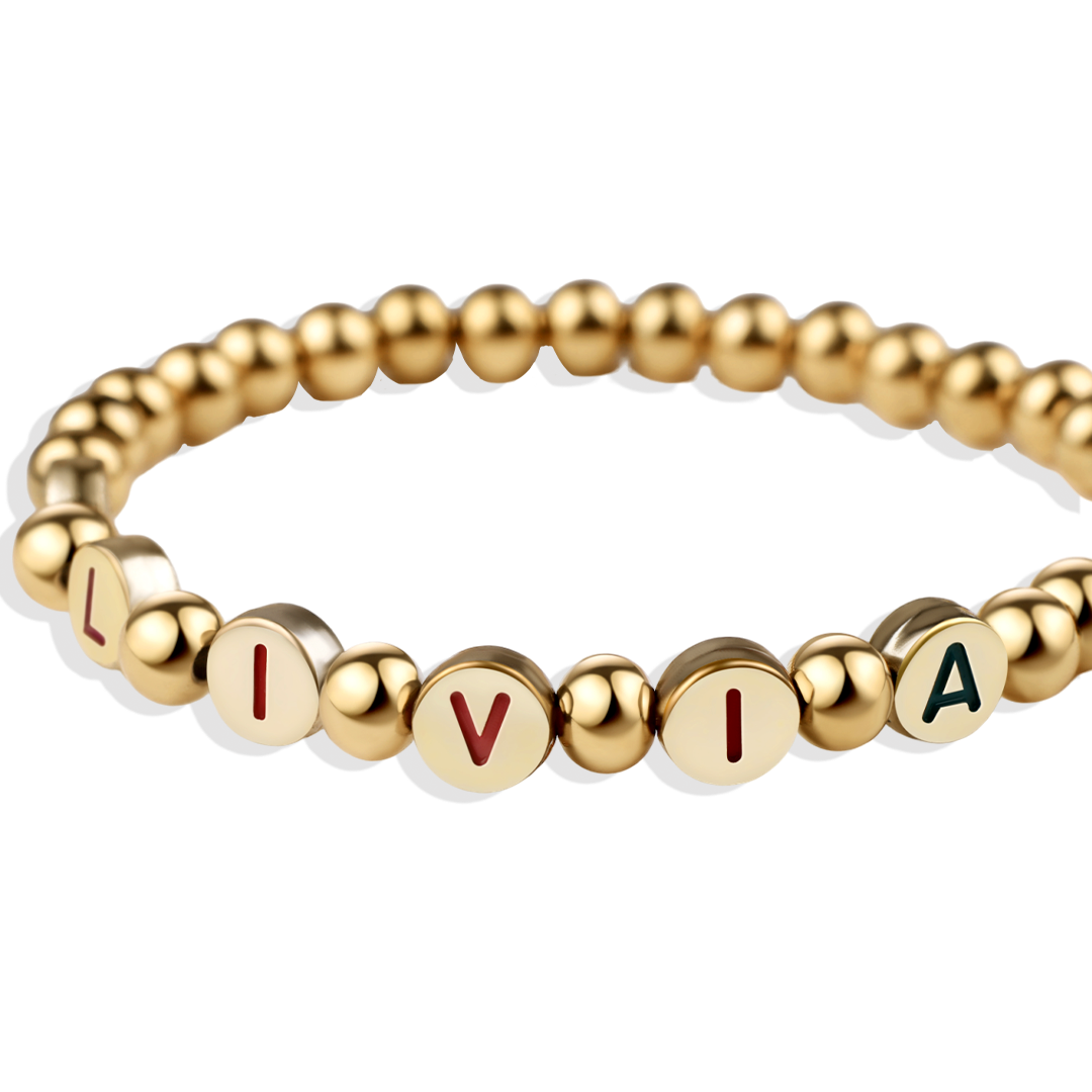Gold Round Beaded Bracelet, Disc Beads Bracelet