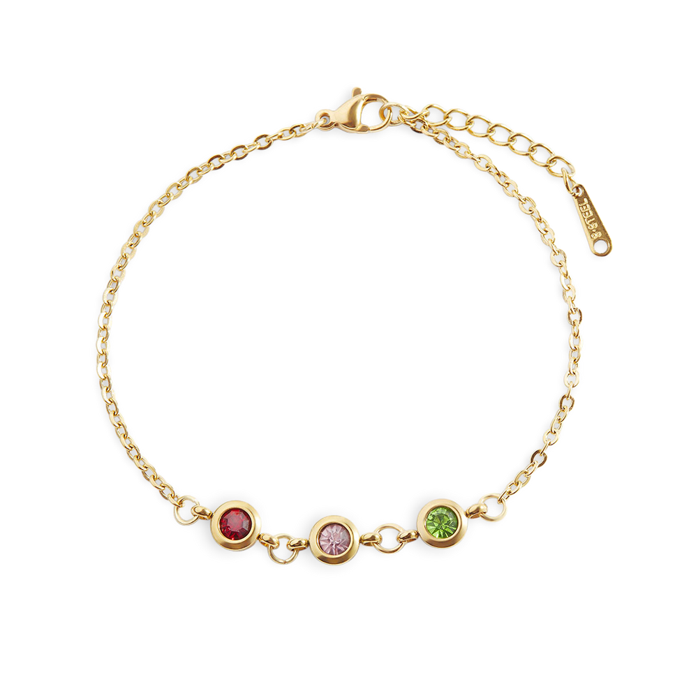 Personalisierte Geburtsstein Armband - 18 Karat vergoldet