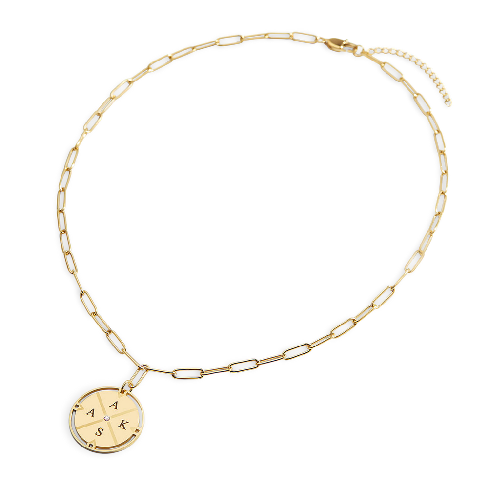 Personalized Compass Pendant Necklace - Standard / Gold
