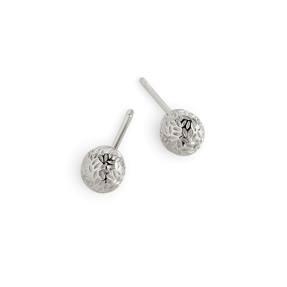 Textured Gold Ball Studs - 925 Sterling Silver