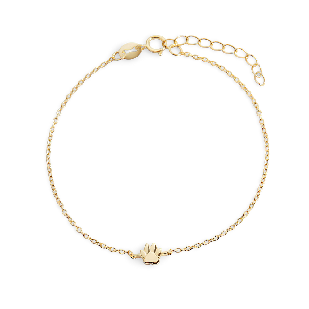 Tiny Pawprint Bracelet - 18k Gold Over Sterling Silver / 6.5" + 1"