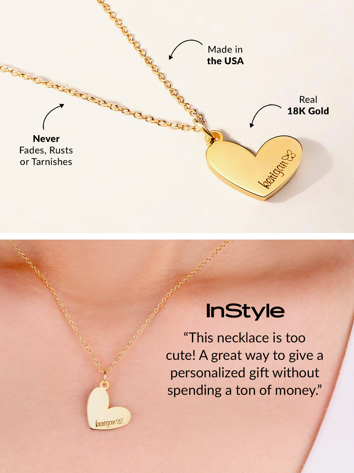 Personalized Heart Name Necklace – Mint Lily