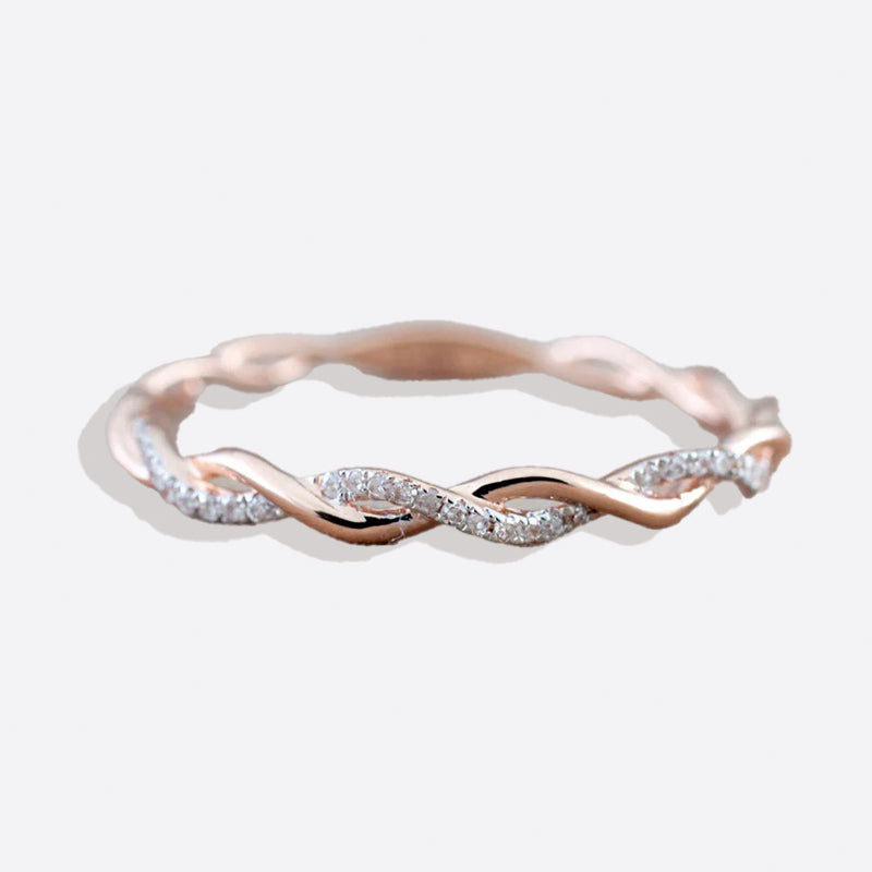 Dainty Pave Twist Stacking Ring – Mint & Lily