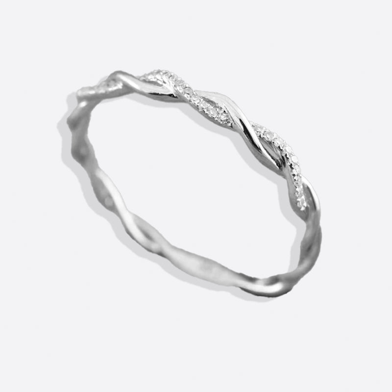 Dainty Pave Twist Stacking Ring – Mint & Lily