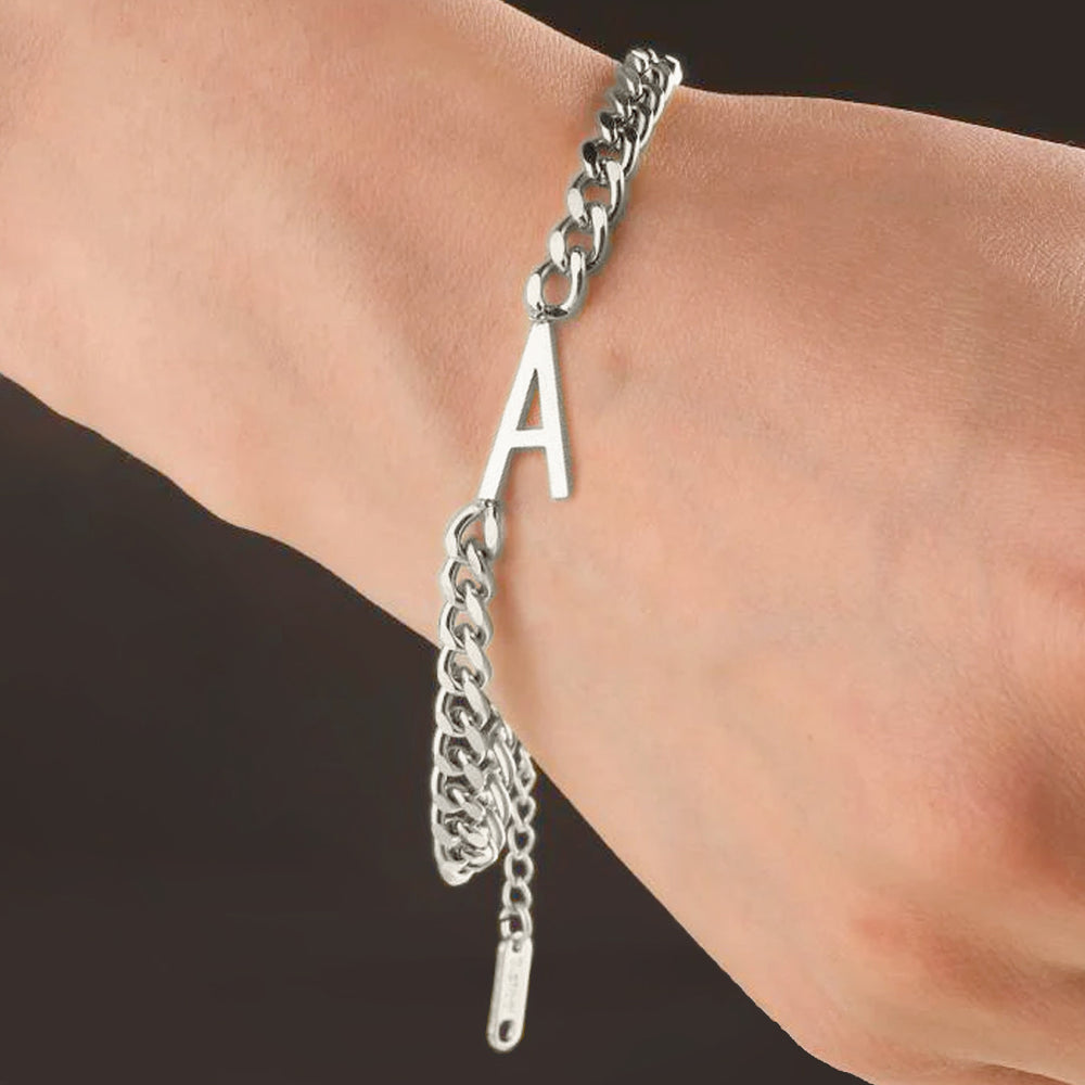The Skinny Initial Bracelet - Silver / U