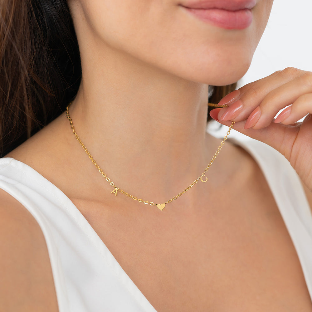 One Heart Initial Necklace – Mint Lily1