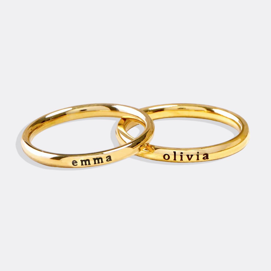 Tiny Stackable Name Ring Mint & Lily