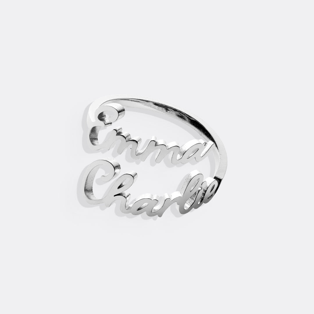 Doppelter Namensring • Zwei Namensring • Geschenk für den besten Freund