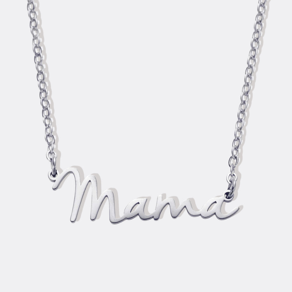 Mama Script Necklace - Silver / Mama