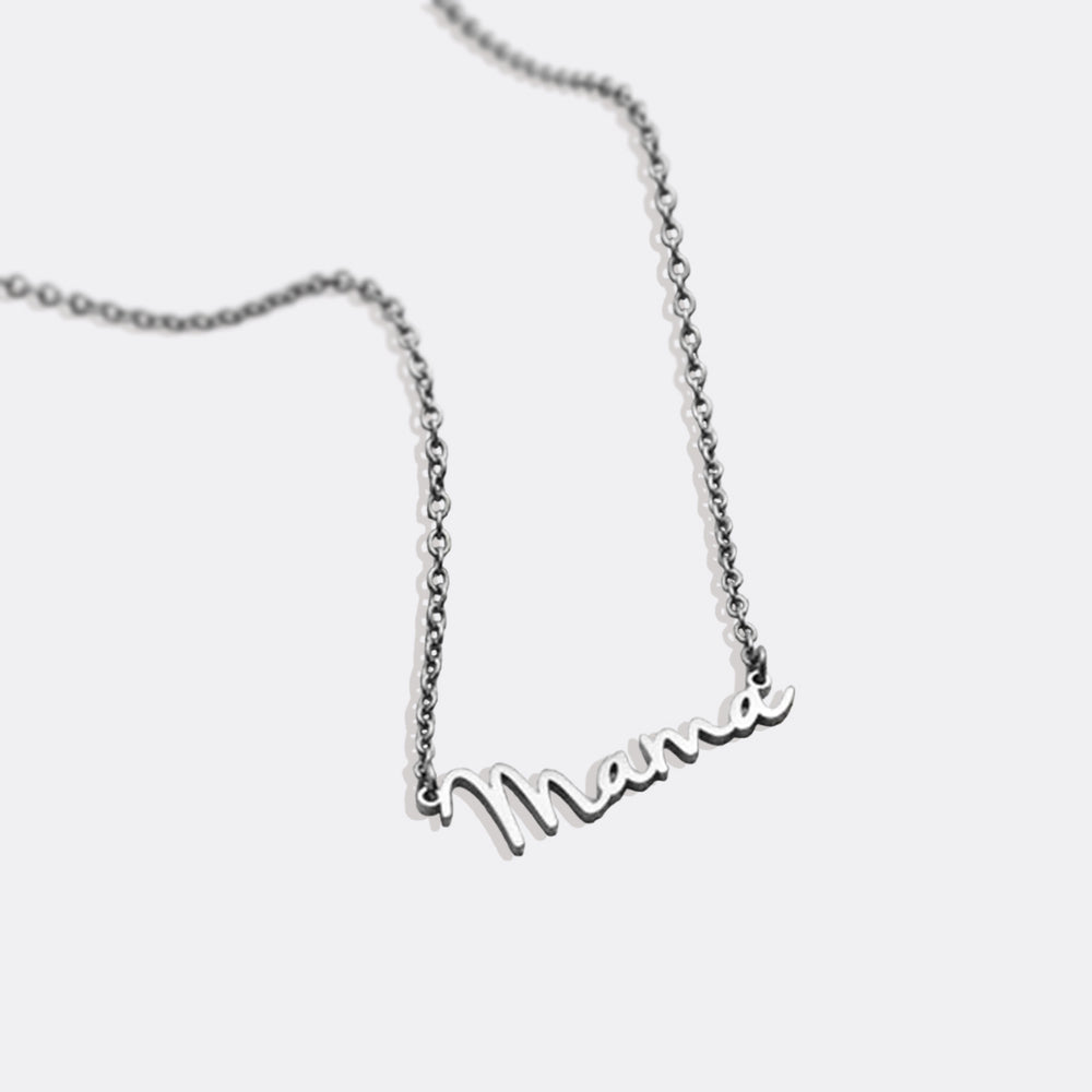 Mama Script Necklace - Silver / Mama