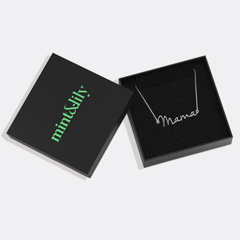 Mama Script Necklace - Silver / Mama