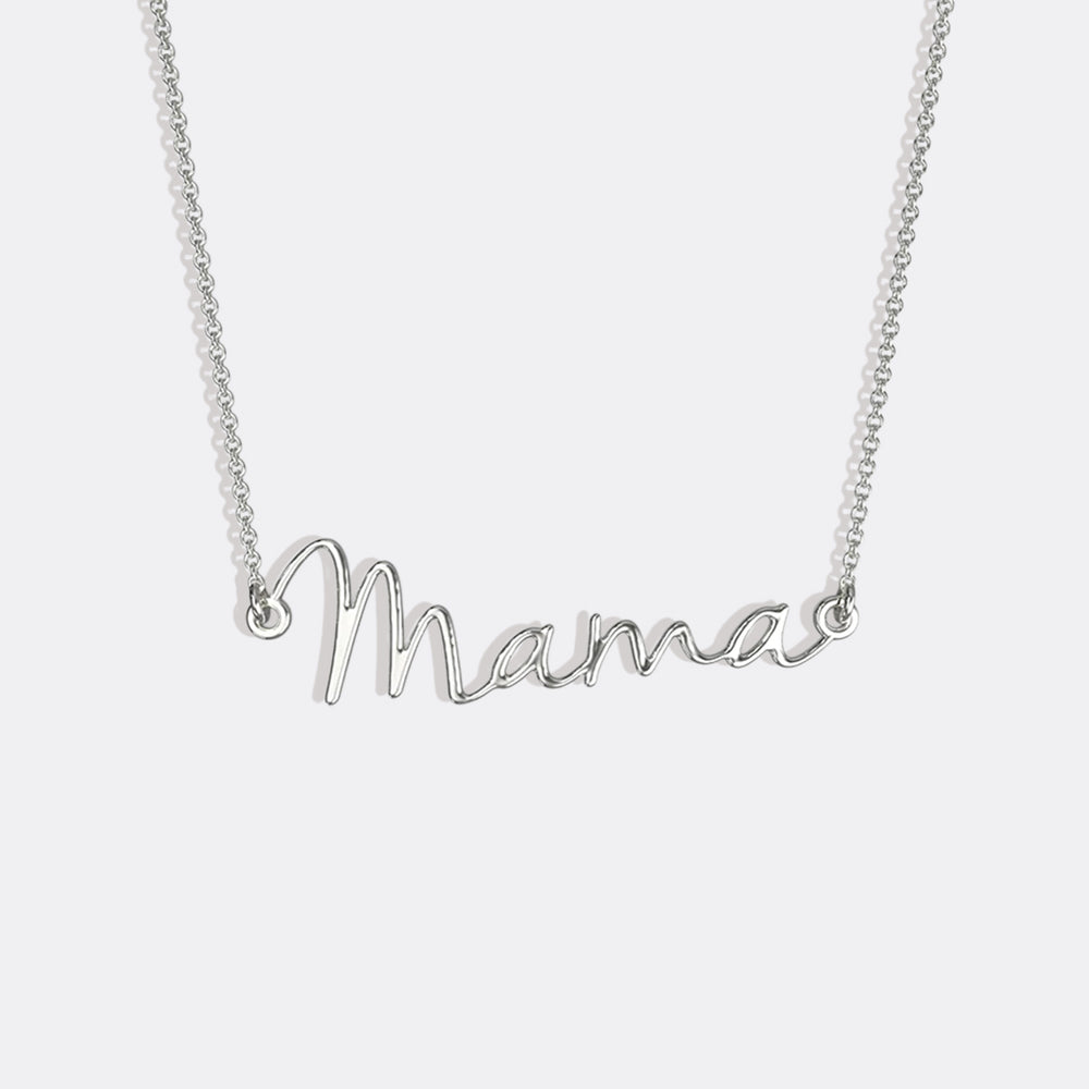 Mama Script Necklace - Silver / Mama