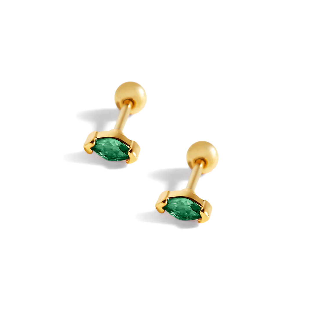 Marquis Gemstone Sleeper Stud Earrings