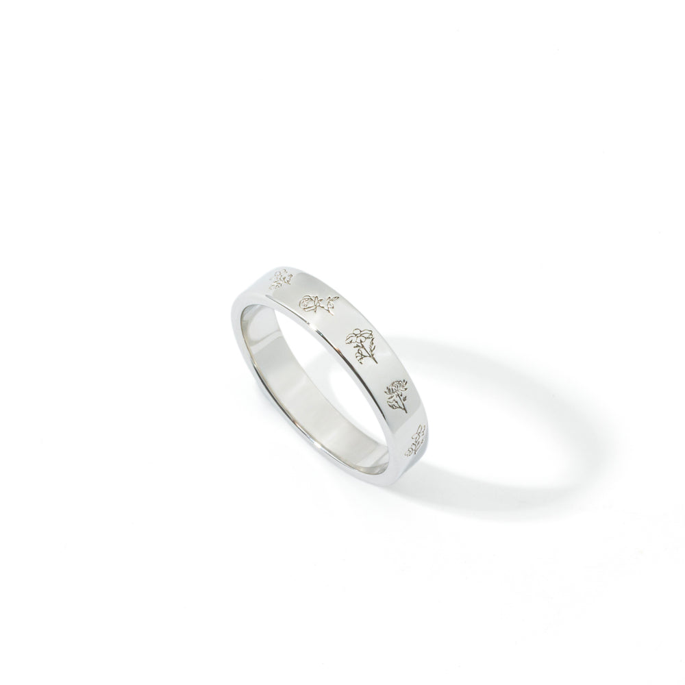 Mini Birth Flower Band - Silver / 5