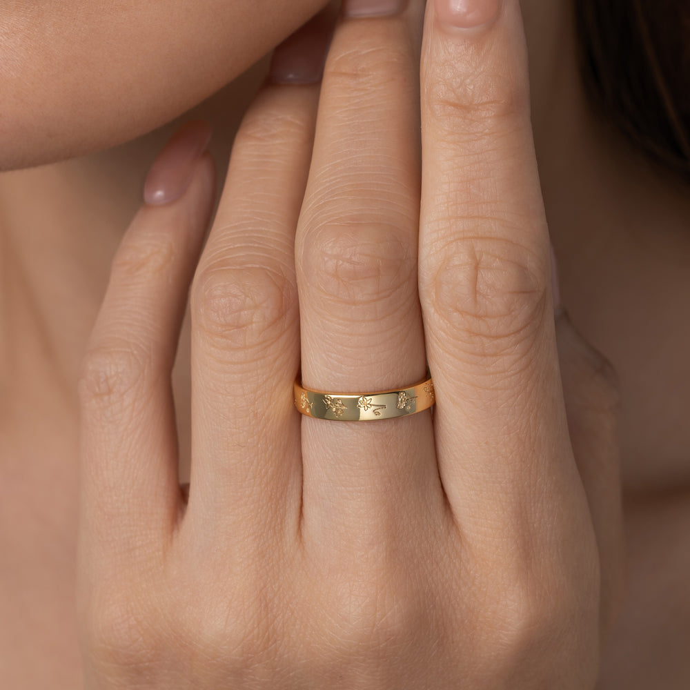 Mini Birth Flower Band - Gold / 5