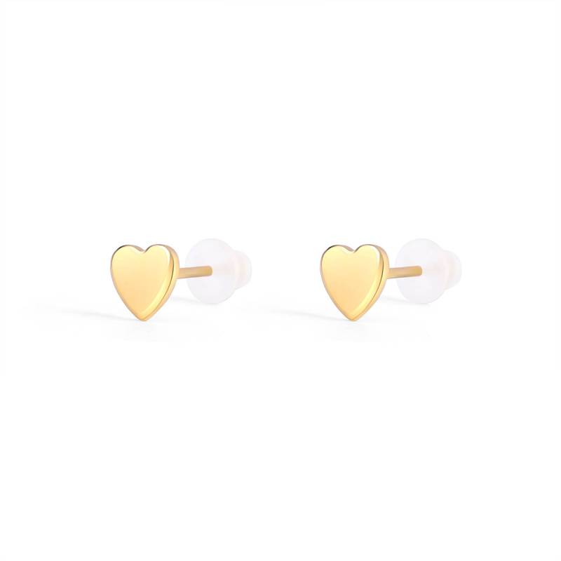 Mini Heart Stud Earrings - 18k Gold Plated