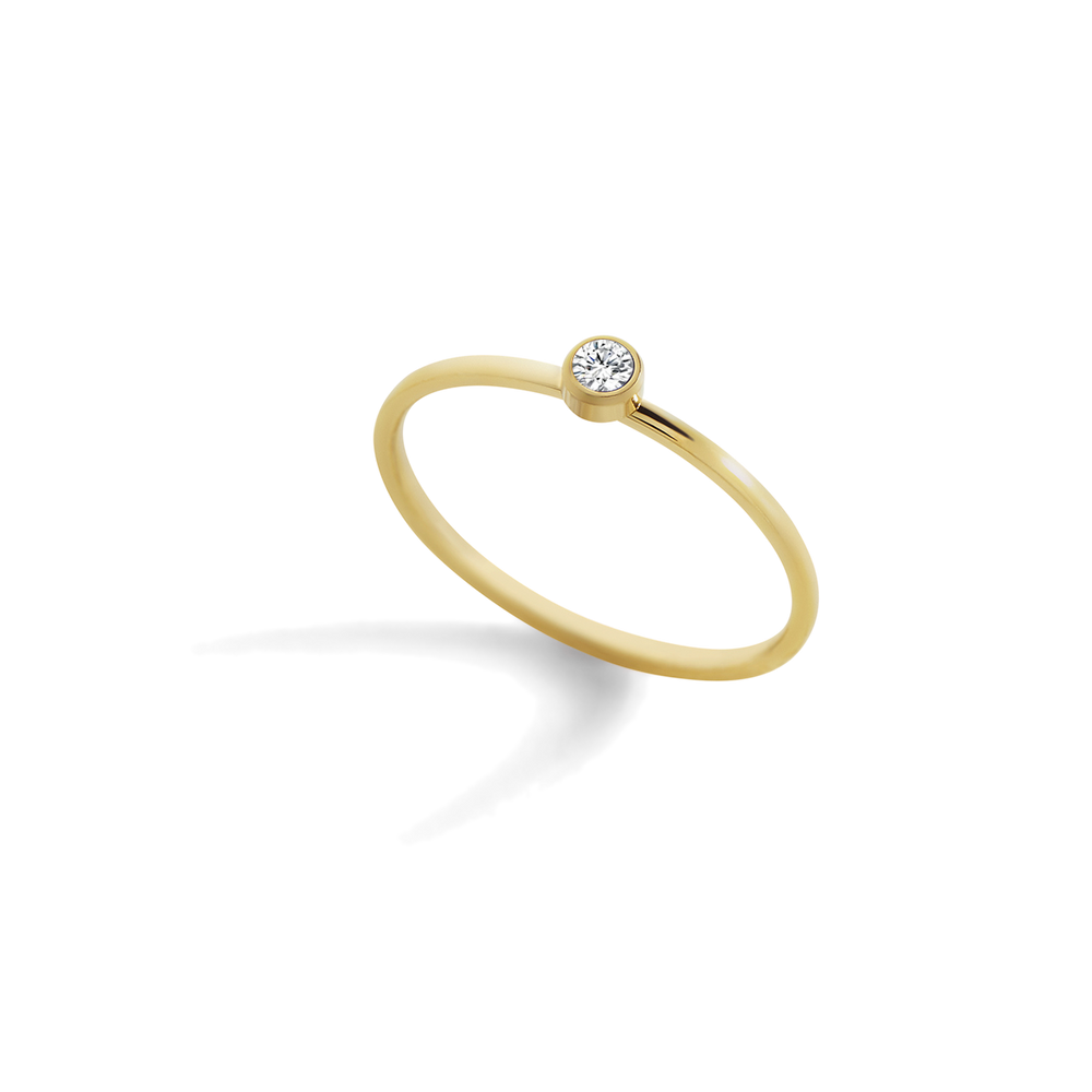 Minimalist Bezel-Set Birthstone Stacking Band - April Diamond / Gold / 5