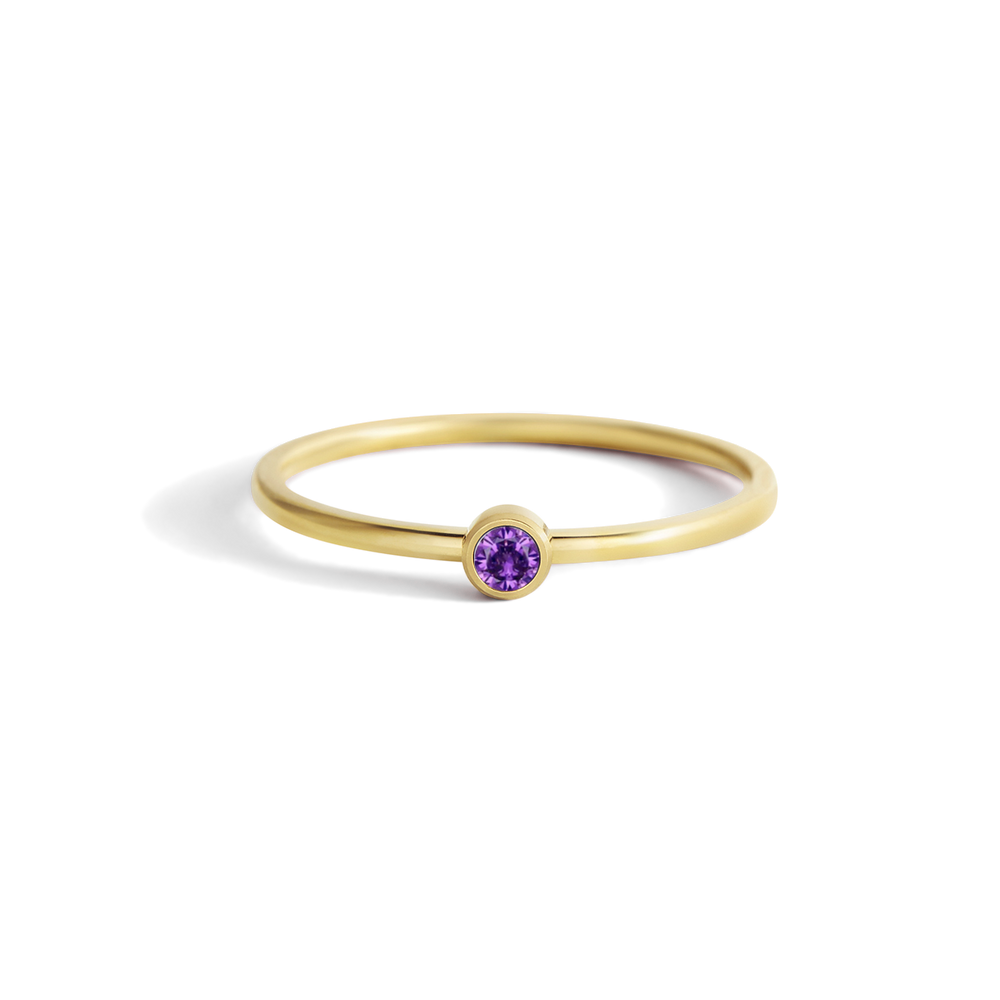 Minimalist Bezel-Set Birthstone Stacking Band - June Alexandrite / Gold / 5