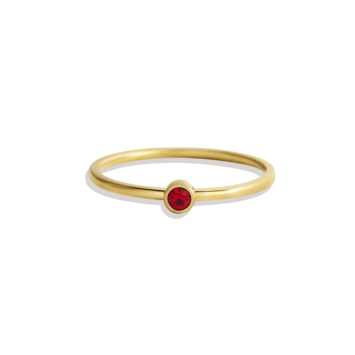 Minimalist Birthstone Stacking Band | Bezel Set Ring