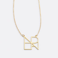 Minimalist Monogram Name Necklace - Gold / 16" + 2"