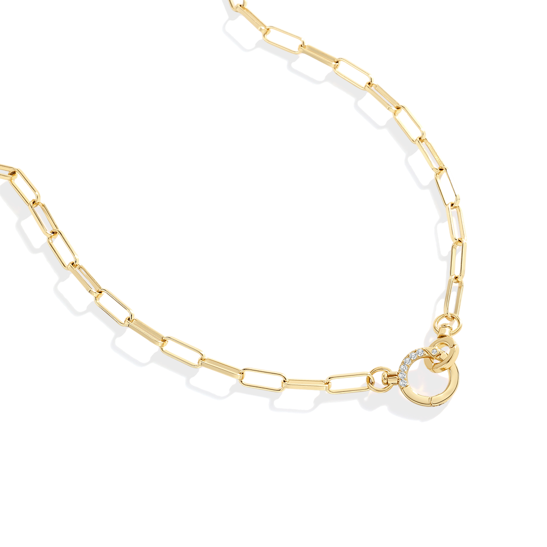 Pave Mint Paperclip Necklace