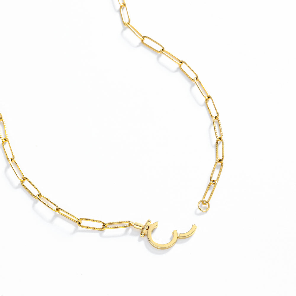 Mint Paperclip Textured Necklace - Gold / 18"