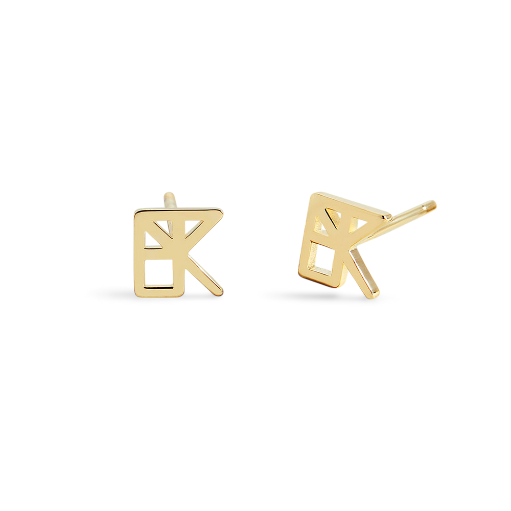 Monogram Name Earrings - 18k Gold Plated / Tiny - About 0.25"