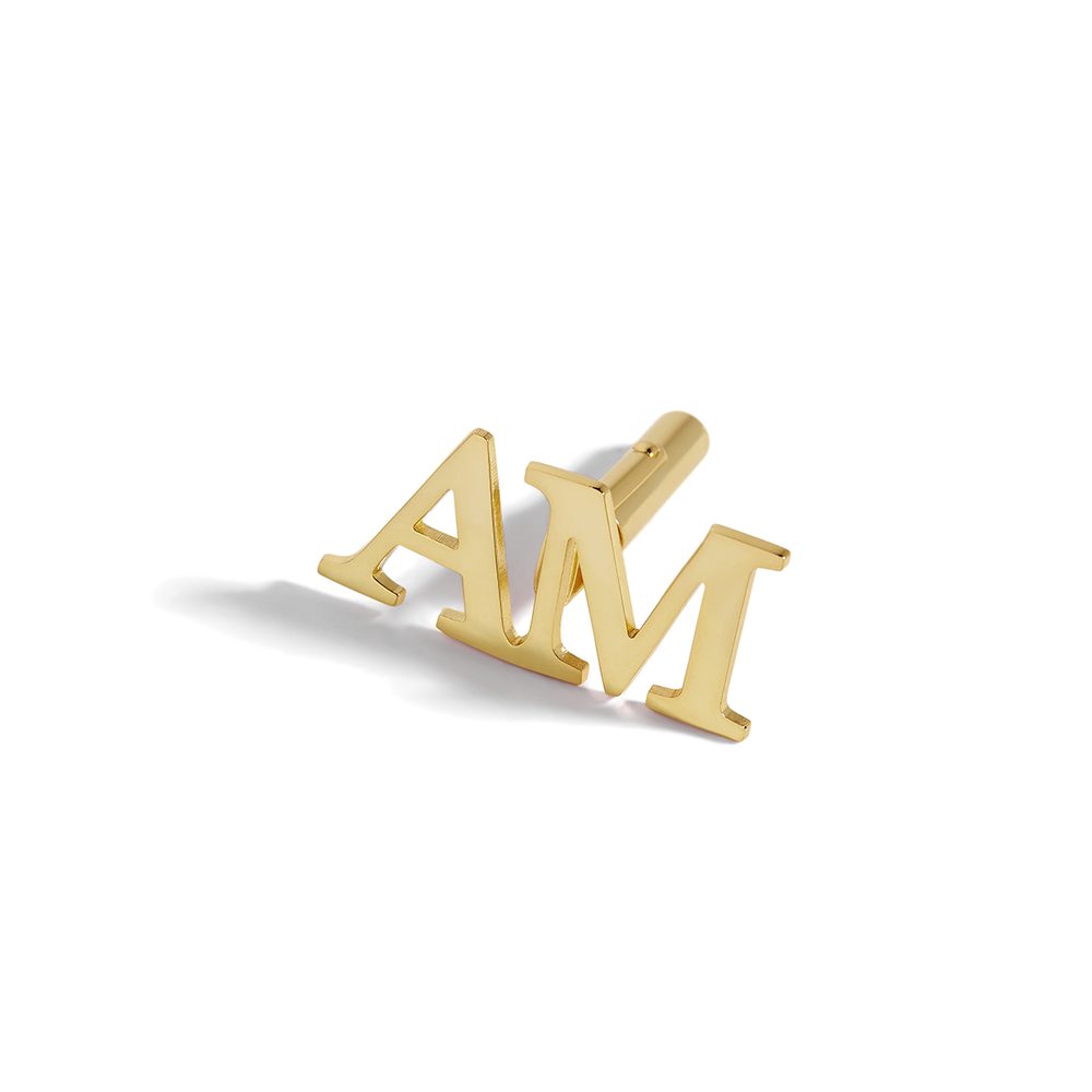 Monogrammed Cufflinks with Initials - 18k Gold Over Sterling Silver
