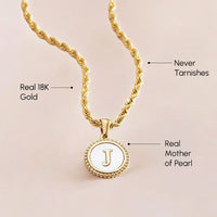 Mother of Pearl Disc Letter Necklace