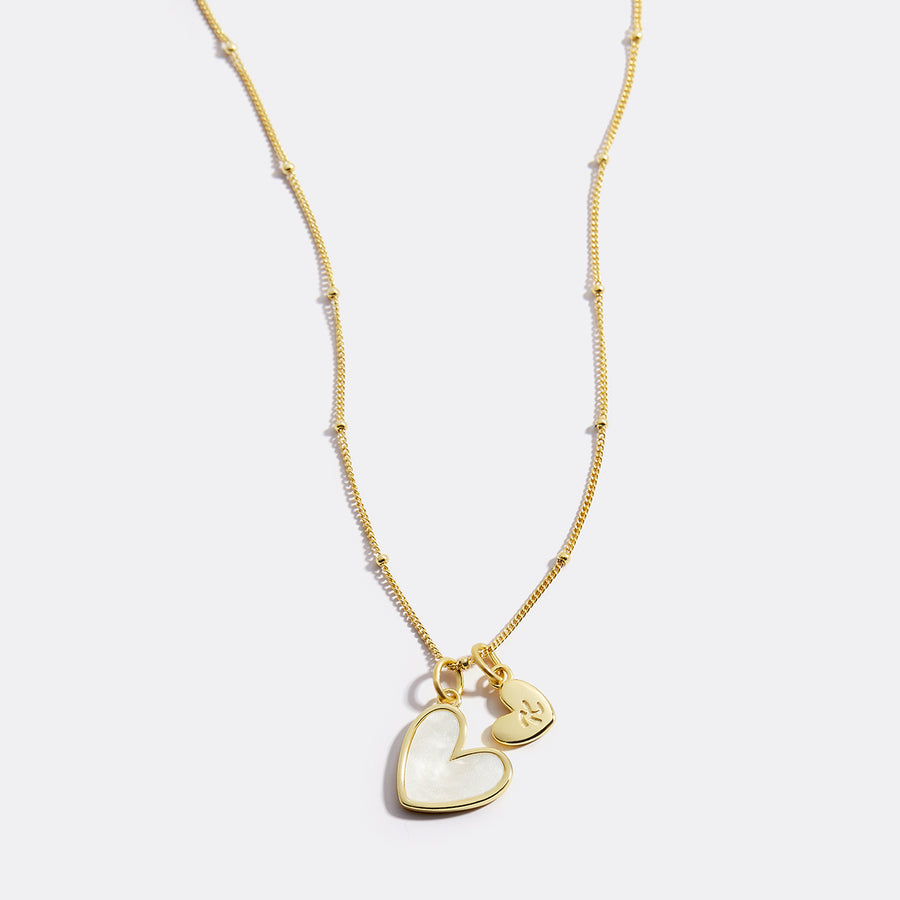 Mint & Lily Mother Of Pearl Heart Initial Necklace