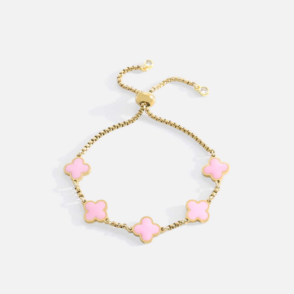 Clover Enamel Bracelet - Pink Enamel