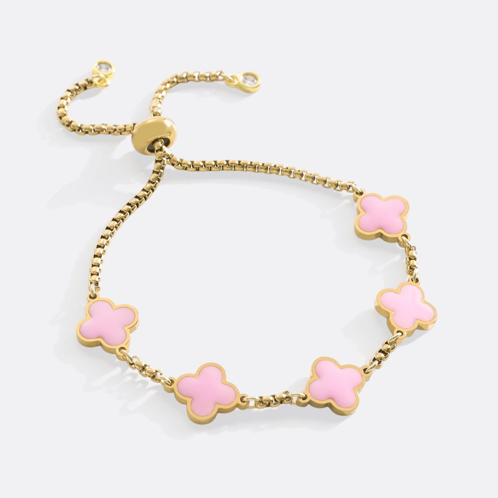 Clover Enamel Bracelet - Pink Enamel