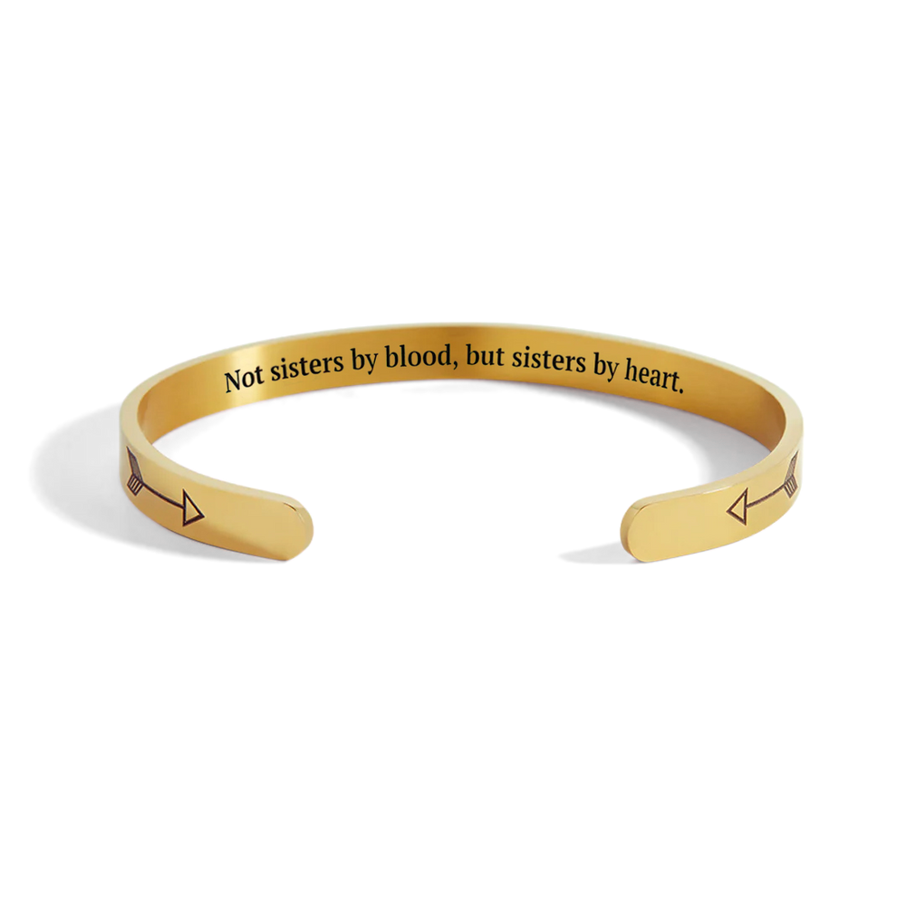 Not Sisters By Blood But Sisters By Heart Brazalete personalizable - Chapado en oro de 18 quilates. / Estándar